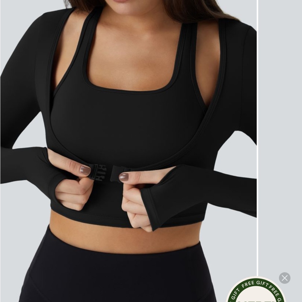 HALARA Black Long Sleeve Crop Top
